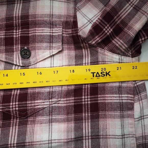 Tilley Ladies Size Large Burgundy Plaid Button Front Shirt - Picture 8 of 10